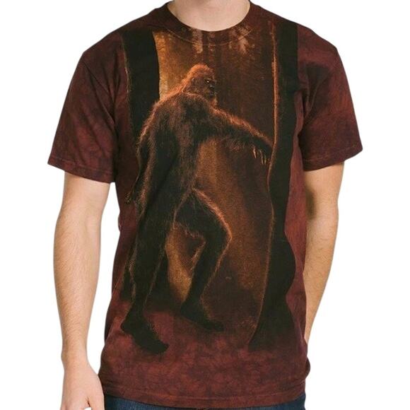 The Mountain Sasquatch Bigfoot Classic Cotton T-Shirt Tie Dye Yeti Brown Medium - Picture 1 of 6